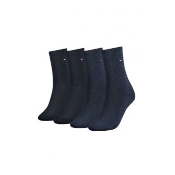 Set de sosete lungi cu monograma discreta - 4 perechi - Albastru