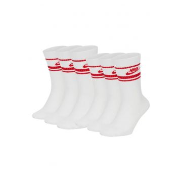 Set de sosete lungi unisex cu imprimeu logo Everyday Essential - 6 perechi - Rosu/Alb