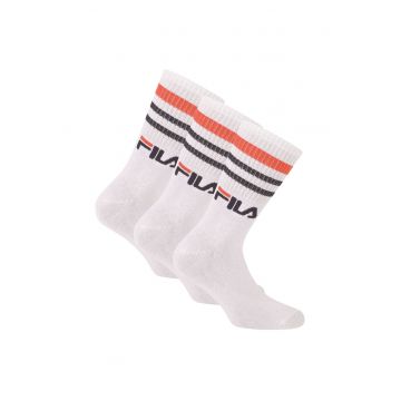Set de sosete lungi unisex cu logo - 3 perechi - Alb