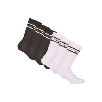 Set de sosete lungi unisex cu logo - 6 perechi - Alb/Negru
