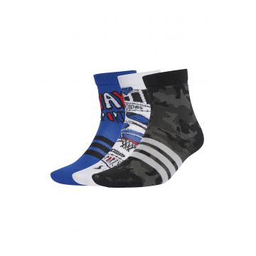Set de sosete scurte Doodle - 3 perechi - Alb/Negru/Albastru royal