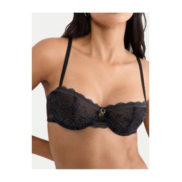 Sutien balconet -  negru - 66% poliamida - 24% poliester - 10% elastan