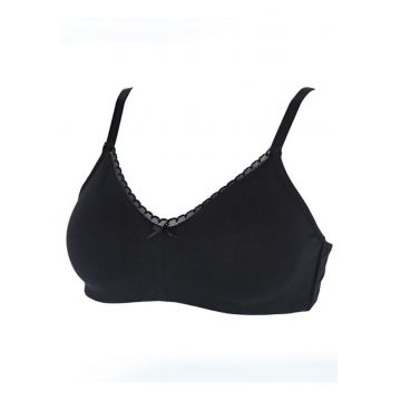 Sutien bumbac neburetat fara sarme cu dantela  ADA79 - Negru