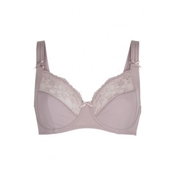 Sutien cu acoperire completa si garnituri din dantela - Maro taupe/Bej