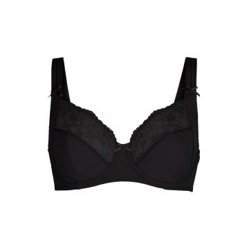 Sutien cu acoperire completa si garnituri din dantela - Negru