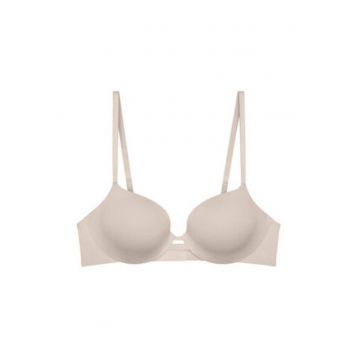 Sutien cu armatura -  bej - cupele intarite - bretele neamovibile - poliamida|poliester|elastan -