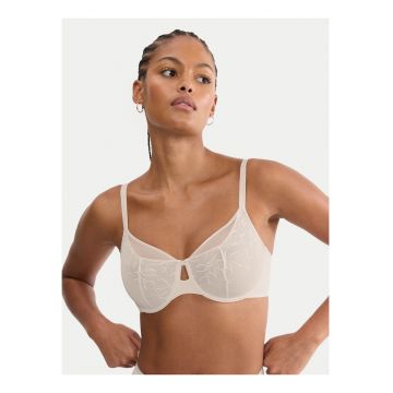 Sutien cu armatura -  bej - dantela - poliamida-elastan