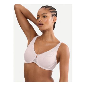 Sutien cu armatura -  roz - dantela florala - poliamida-elastan