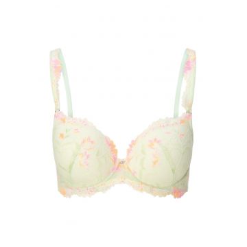 Sutien cu burete si dantela cu model floral - Verde