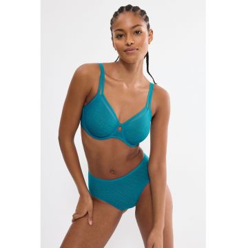 Sutien cu insertie transparenta Signature - Albastru petrol