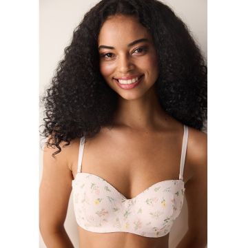 Sutien cu model si bretele detasabile - Piersica/Verde feriga