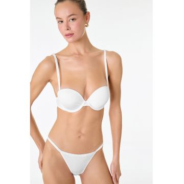 Sutien cu strasuri pe bretele - Alb optic