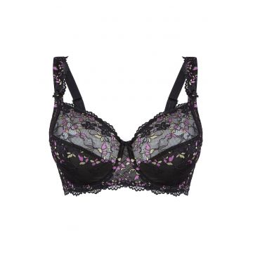 Sutien de dantela cu acoperire completa Daily - Negru/Galben/Violet