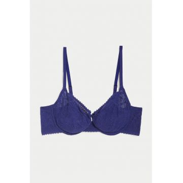 Sutien din dantela fara burete - Albastru indigo