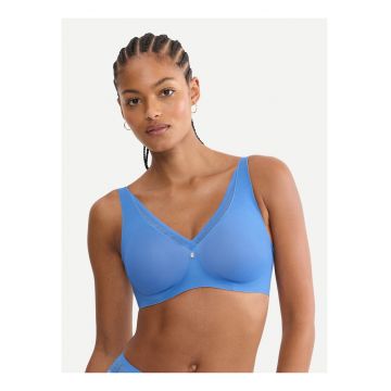 Sutien fara armatura -  albastru - material elastic - cupe neintarite