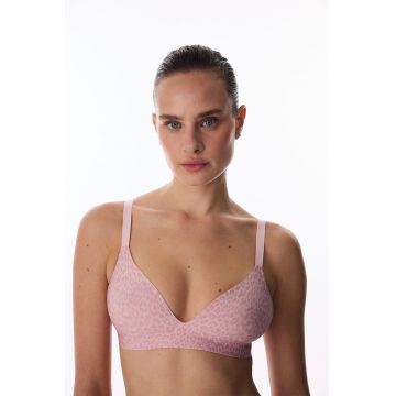 Sutien fara sustinere metalica - cu animal print - Roz deschis