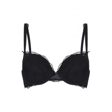 Sutien push-up cu insertie de dantela Daily - Negru