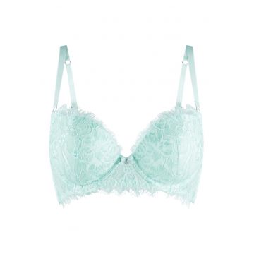 Sutien push-up cu strat exterior de dantela - Albastru