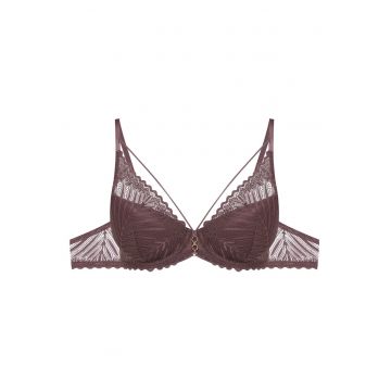 Sutien push-up -  Dantela - Maro inchis