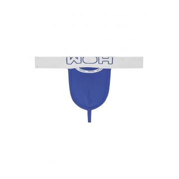 Chiloti tanga cu banda logo in talie - Albastru