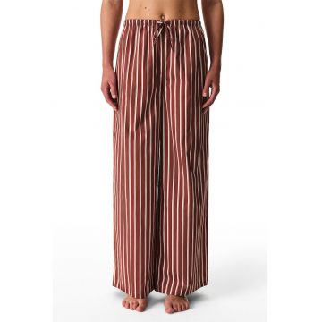 Pantaloni lungi de pijama cu dungi - Maro cognac/Alb fildes