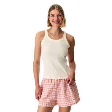 Pantaloni scurti de pijama cu model in carouri - Alb fildes/Portocaliu/Roz deschis