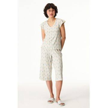 Pijama cu imprimeu - Alb fildes/Verde stins/Albastru deschis