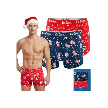 Set 2 Boxeri Barbati -  Bumbac - Model de Craciun cu Mos Craciun