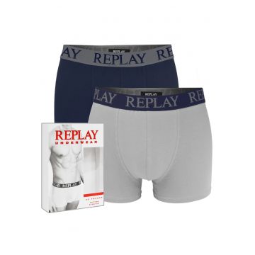 Set 2 Boxeri Barbati -  Model N145 - Bumbac - Gri Bleumarin - cu Logo