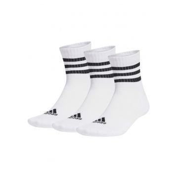 Set 3 perechi sosete  3-Stripes Cushioned Sportswear Mid Cut - Alb