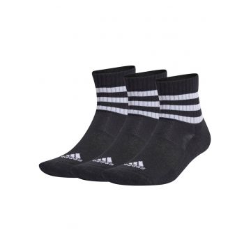 Set 3 perechi sosete  3-Stripes Cushioned Sportswear Mid Cut - Negru