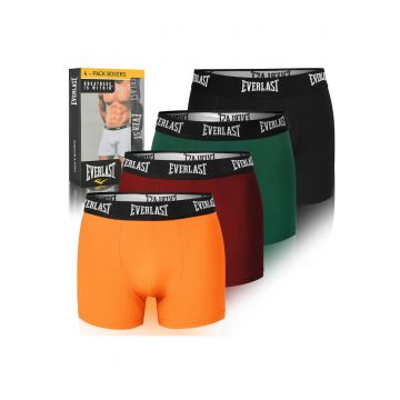 Set 4 Boxeri Barbati -  Bumbac EV004 - Negru/Portocaliu/Verde padure