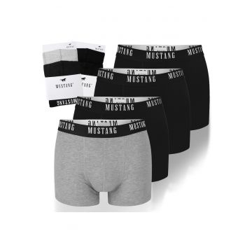 Set 4 Boxeri Barbati -  Bumbac - Logo - Negru/Gri melange