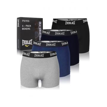 Set 4 Boxeri Barbati -  Model EV004 - Bumbac - Negru/Albastru inchis/Gri melange