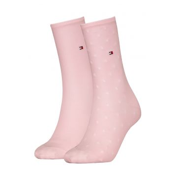 Set de 2 perechi de sosete lungi cu logo discret - Roz deschis