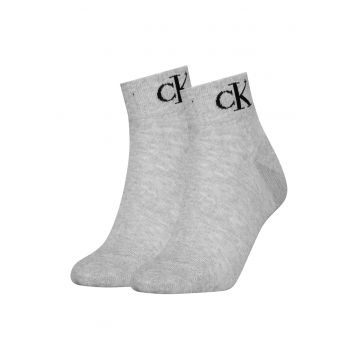Set de 2 perechi de sosete scurte cu logo - Negru/Gri inchis melange