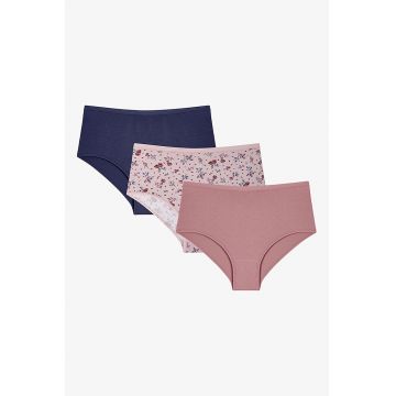 Set de 3 perechi de chiloti din amestec de bumbac - Multicolor