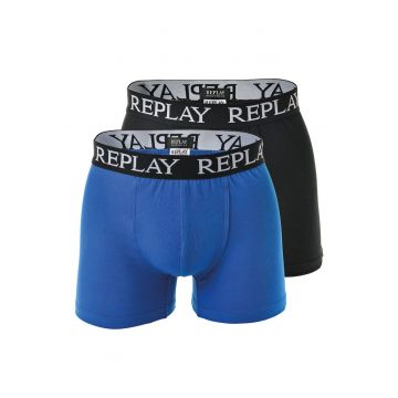 Set de boxeri cu banda logo - 2 perechi - Negru/Albastru