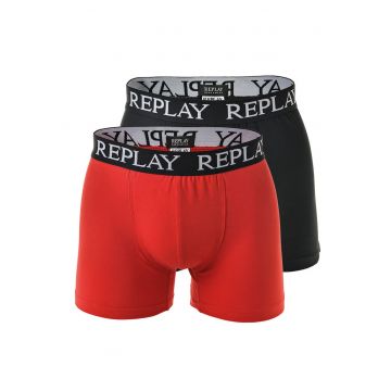 Set de boxeri cu banda logo - 2 perechi - Rosu/Negru
