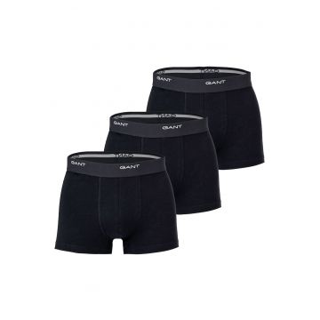 Set de boxeri din amestec de bumbac cu banda logo in talie - 3 perechi - Negru