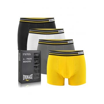 Set de boxeri din bumbac - 4 perechi - Alb/Negru/Galben