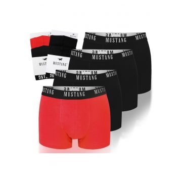 Set de boxeri din bumbac cu logo - 4 perechi - Rosu/Negru