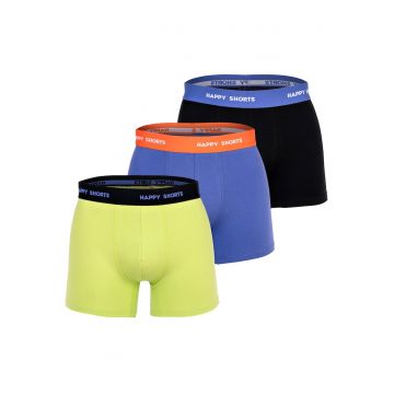 Set de boxeri Retro - 3 perechi - Negru/Violet/Verde lime