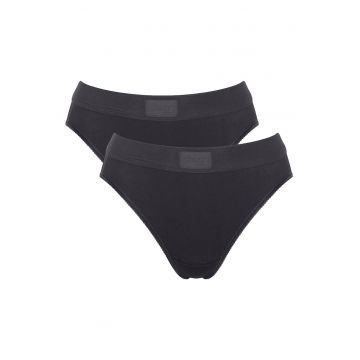 Set de chiloti cu talie inalta - 2 perechi - Negru