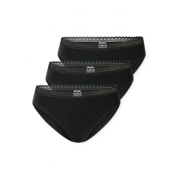 Set de chiloti din amestec de bumbac - 3 perechi - Negru