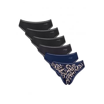 Set de chiloti GO Crush - 6 perechi - Negru/Bej/Albastru