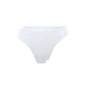 Set de chiloti tanga fara cusaturi - 2 perechi - Alb murdar