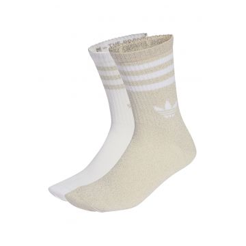 Set de sosete lungi unisex cu insertii stralucitoare - 2 perechi - Bej/Alb murdar