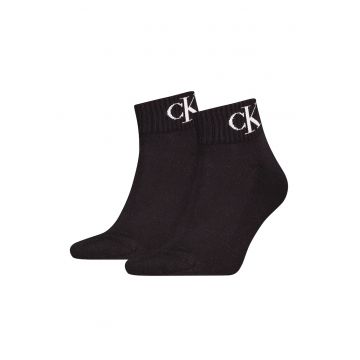 Set de sosete scurte cu logo - 2 perechi - Negru stins/Alb optic