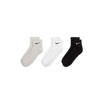 Set de sosete unisex cu amortizare pentru fitness - 3 perechi - Alb/Negru/Gri melange